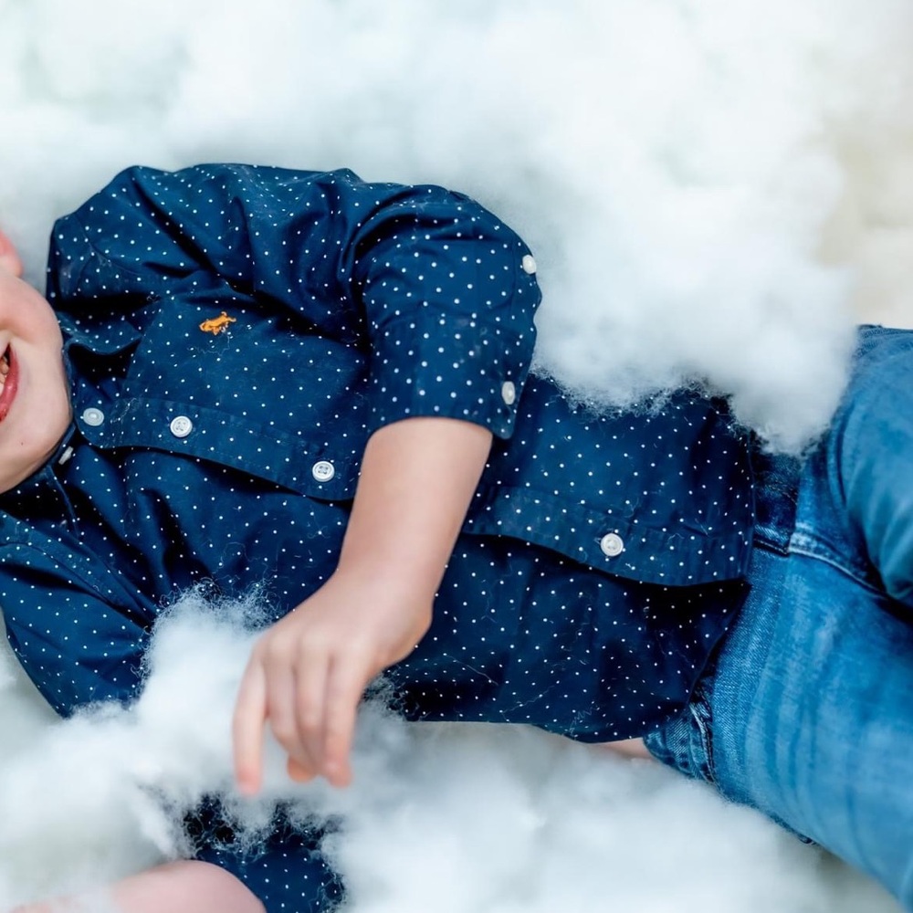 Navy Polka Dot Button-Up Shirt